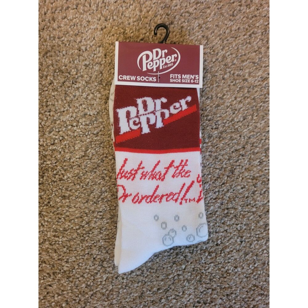 Odd Sox Dr Pepper Crew Socks NWT Men's Shoe Size 6-12 Novelty Licensed Soda